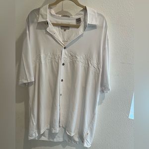 Quicksilver Waterman Button Down Mens Dress Shirt with palm tree subtle pattern